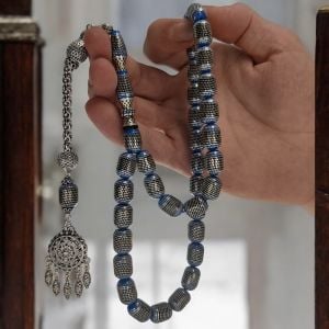 Usta İşçilikli 13500 Adet Gümüş Çakımlı Oltu Taşı Tesbih