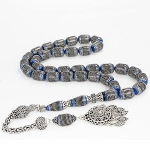 Usta İşçilikli 13500 Adet Gümüş Çakımlı Oltu Taşı Tesbih