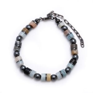 Amazonit Taşlı Erkek Gümüş Bileklik