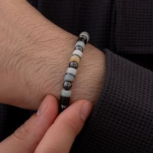 Amazonit Taşlı Erkek Gümüş Bileklik