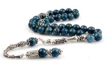 925 Ayar Gümüş Püskül ve İmameli Apatit Taşı Tesbih