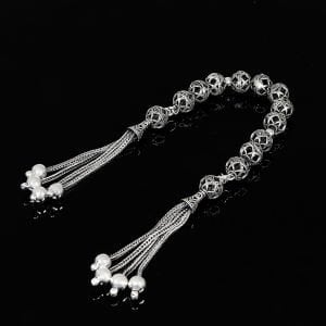 ''Zaza Model Telkari İşlemeli 925 Ayar Gümüş Tesbih