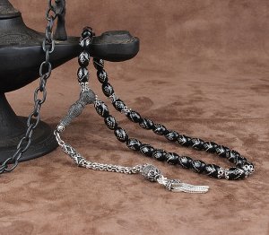 Gümüş Püsküllü Gümüş İşleme Kapsül Kesim Oltu Tesbih