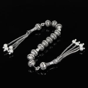 Zaza Model Telkari İşlemeli 925 Ayar Gümüş Tesbih