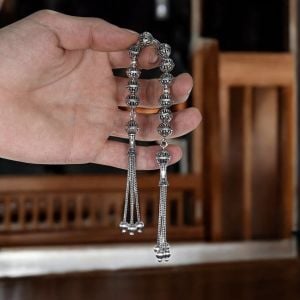 Zaza Model Telkari İşlemeli 925 Ayar Gümüş Tesbih