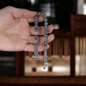 Telkari İşlemeli Zaza Model 925 Ayar Gümüş Tesbih