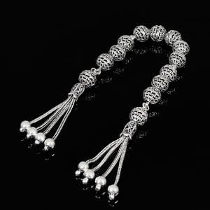 Zaza Model Telkari İşlemeli 925 Ayar Gümüş Tesbih