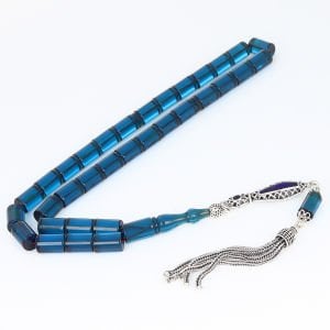 Kesme Model Gümüş Püsküllü Sıkma Kehribar Tesbih