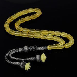 Kesme Model Kazaz Püsküllü Doğal Damla Kehribar Tesbih