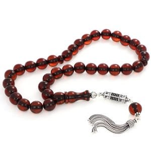 Küre Kesim Gümüş Püsküllü Ateş Kehribar Tesbih