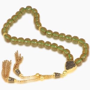 Altın Kaplama Gümüş Püsküllü Sultan Taşı Tesbih