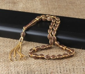 Kırmızı Zirkon Taşlı Gümüş İmameli 925 Ayar Gümüş Tesbih