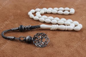 Gümüş Kazaz Püsküllü Deve Kemiği Tesbih