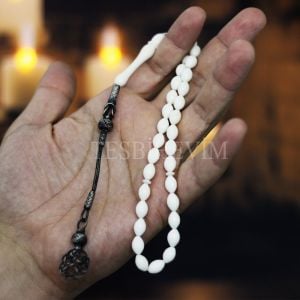 Gümüş Kazaz Püsküllü Deve Kemiği Tesbih