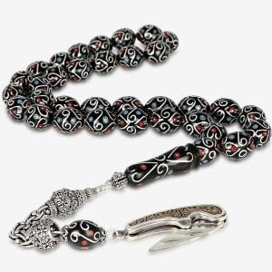 Hatemkari Sanatı İle Hazırlanmış Gümüş İşleme Erzurum Oltu Tesbih