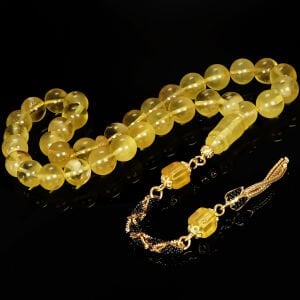 Doğal Damla Kehribar Tespih – Özel Tasarım Kehribar Taşlı Püskül''