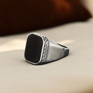 Oniks Taşlı 925 Ayar Erkek Gümüş Yüzük