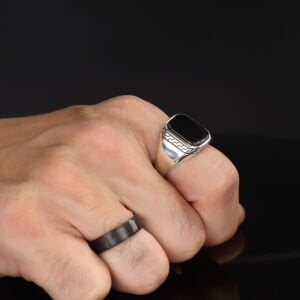 Oniks Taşlı 925 Ayar Erkek Gümüş Yüzük