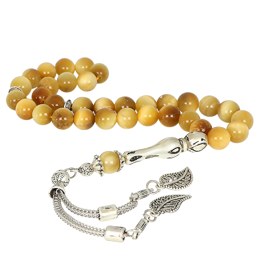 Gümüş Kaplama Metal Püsküllü Kaplangözü Taşlı Tesbih