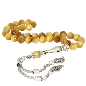 Gümüş Kaplama Metal Püsküllü Kaplangözü Taşlı Tesbih