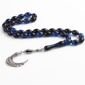 Gümüş Püsküllü Sıkma Kehribar Tesbih