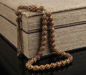 Özel İşçilikli Zirkon Taşlı İşlemeli 925 Ayar Gümüş Tesbih