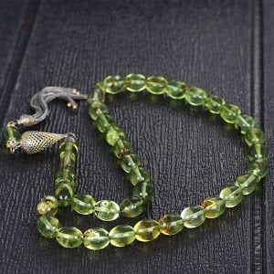 Gümüş Püsküllü Karayip Damla Kehribar Tesbih