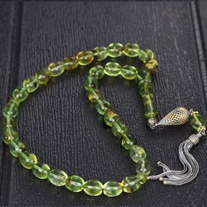 Gümüş Püsküllü Karayip Damla Kehribar Tesbih