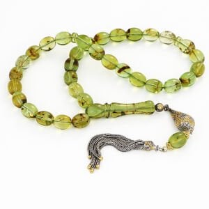 Gümüş Püsküllü Karayip Damla Kehribar Tesbih