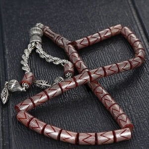 Yoğun Gümüş İşleme Usta İşçilikli Kesme Kuka Tesbih