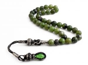 Gümüş Kazaz Püsküllü Kanada Yeşim Taşı Tesbih