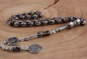 Gümüş Püsküllü Mine ve Gümüş İşlemeli Kuka Tesbih