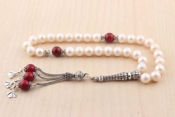 İnci Mercan Tesbih 925 Ayar Püsküllü