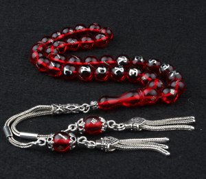 Özel Tasarım Gümüş İşleme ve İsim Yazılı Ateş Kehribar Tesbih