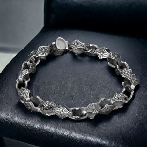 Kalem İşlemeli Model 925 Ayar Gümüş Erkek Bileklik