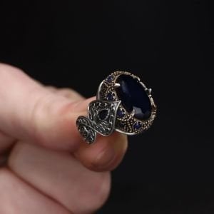 Parlament Mavisi Zirkon Taşlı Gümüş Yüzük