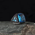 Blue Topaz Taşlı 925 Ayar Erkek Gümüş Yüzük