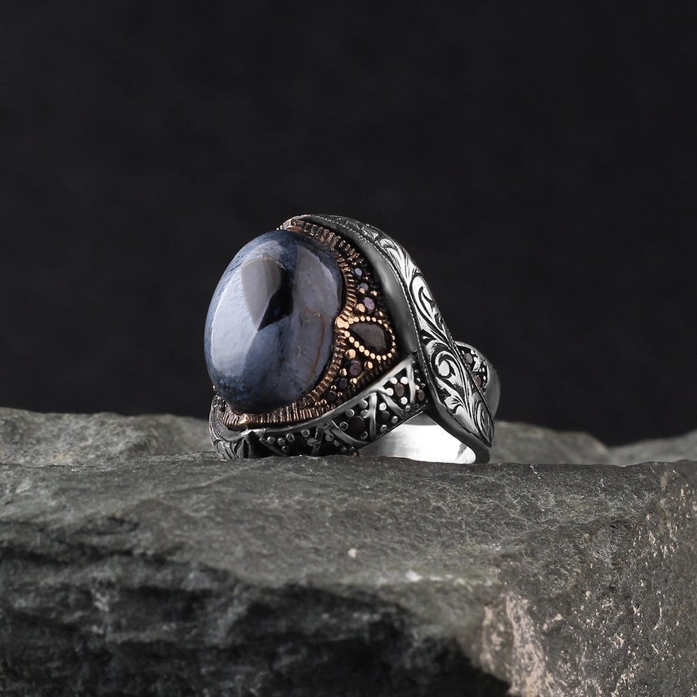 Pietersite Taşlı 925 Ayar Erkek Gümüş Yüzük