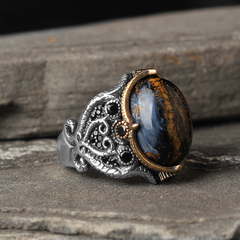 Pietersite  Taşlı 925 Ayar Erkek Gümüş Yüzük