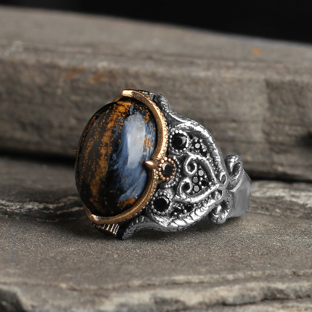 Pietersite  Taşlı 925 Ayar Erkek Gümüş Yüzük