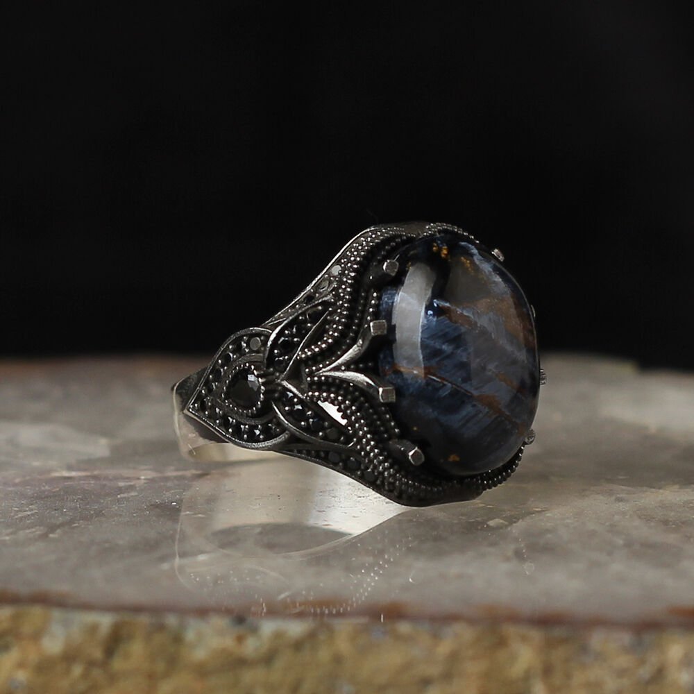 Pietersite  Taşlı 925 Ayar Erkek Gümüş Yüzük