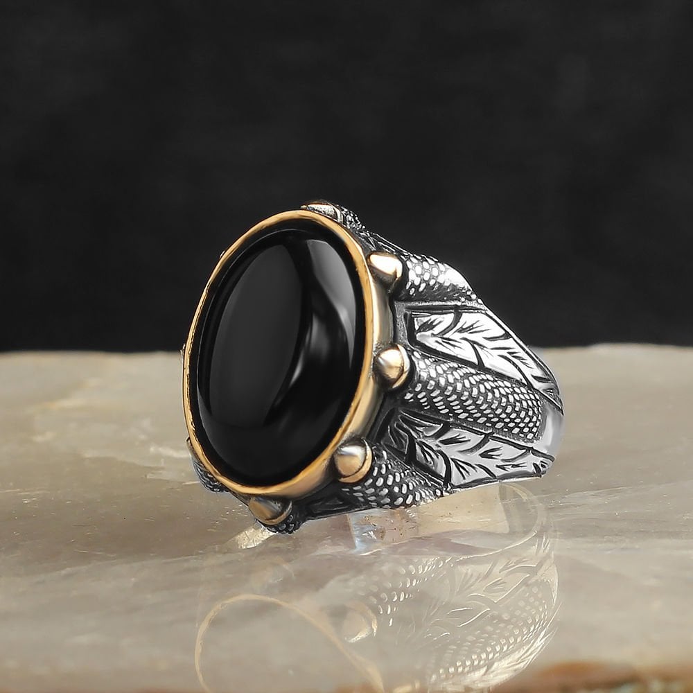 Onyx Stone-set 925 K Men's Silver Ring