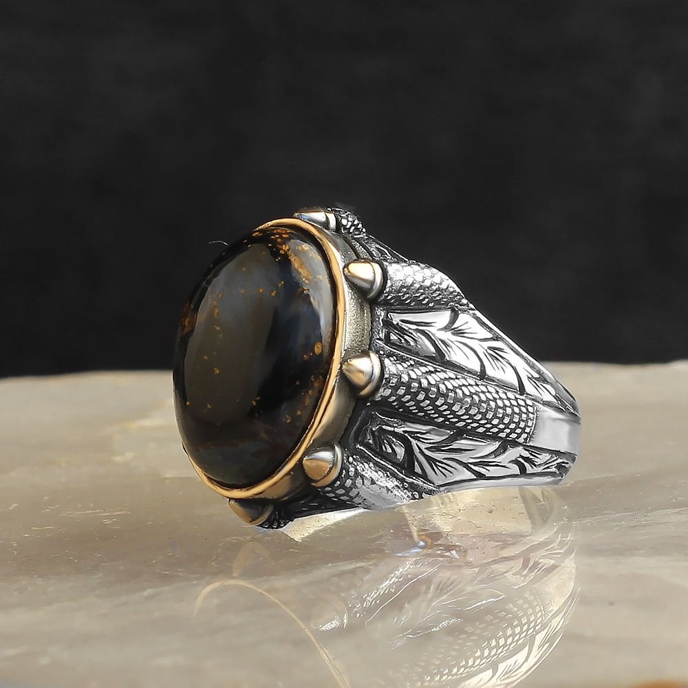 Pietersite Taşlı 925 Ayar Erkek Gümüş Yüzük