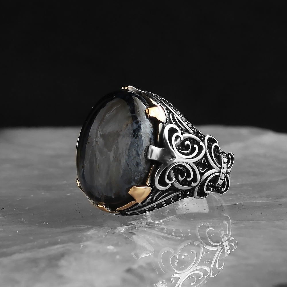 Pietersite Stone-set 925 K Men's Silver Ring