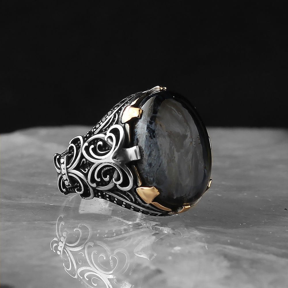 Pietersite Taşlı 925 Ayar Erkek Gümüş Yüzük