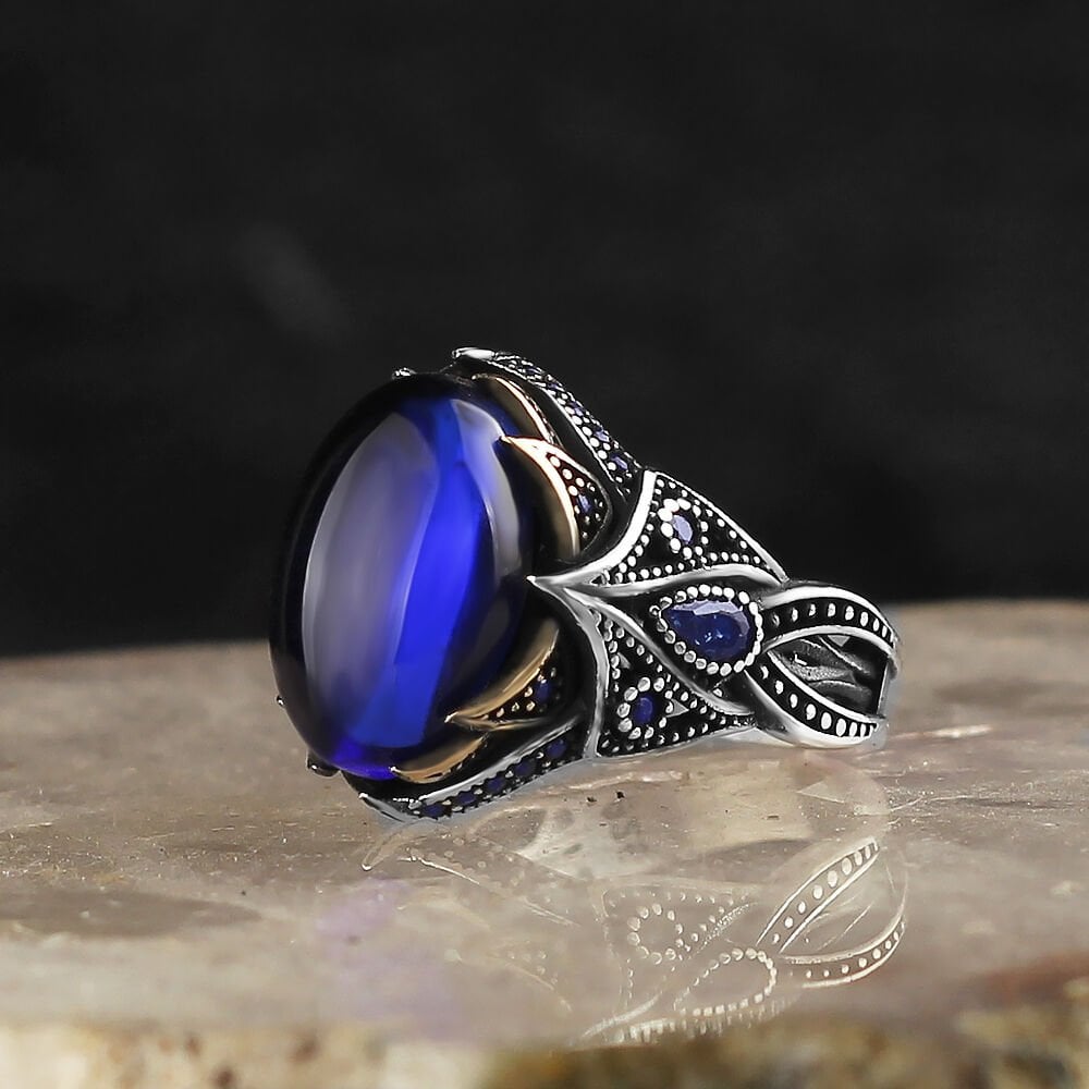 Zircon Stone-set 925 K Men's Silver Ring