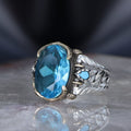 Zincir Serisi 925 Ayar Blue Topaz Taşlı Erkek Gümüş Yüzük