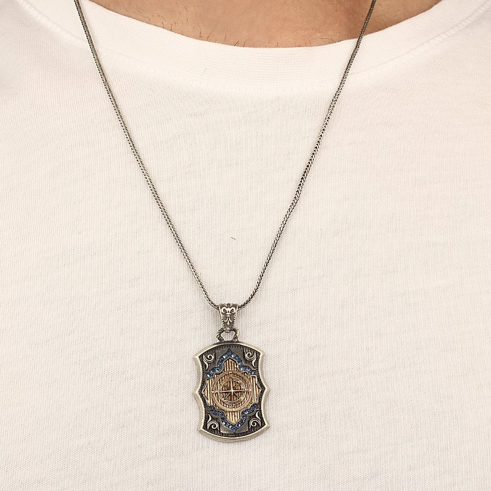 Pusula Model 925 Ayar Gümüş Erkek Kolye