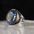 Blue Topaz Taşlı Gümüş Erkek Yüzük