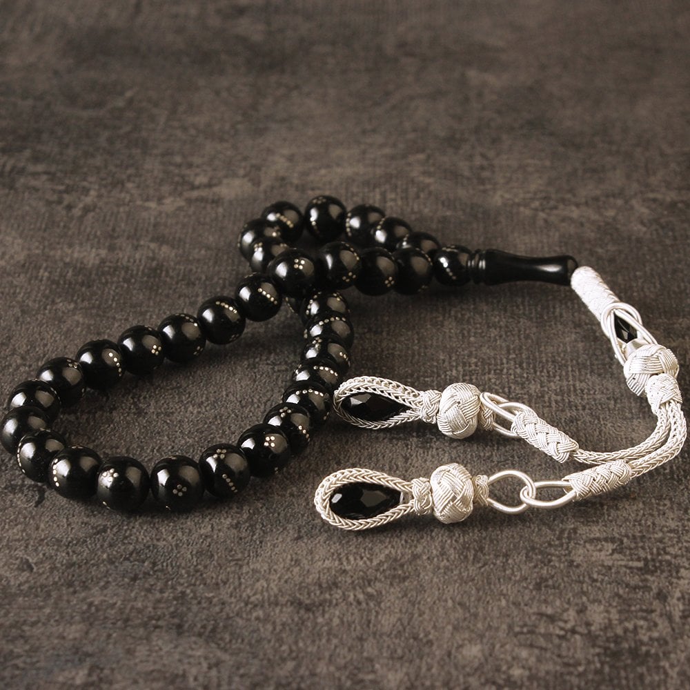 Silver Tasselled Gürcistan Oltu Stone Prayer Beads